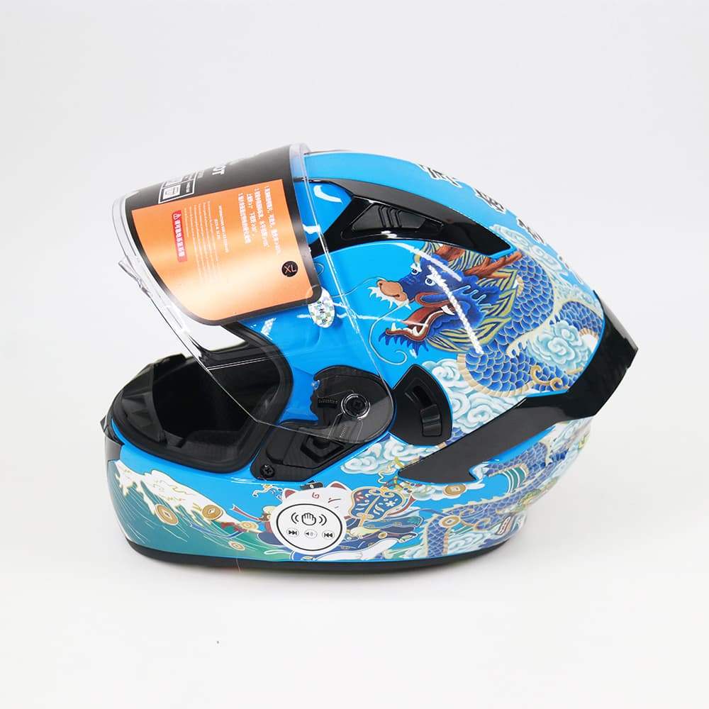 DOT Motorcycle Helmet Full Face Gloss Blue