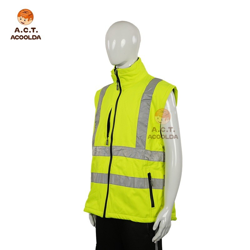 convertible reflective jacket vest, detachable sleeve safety jacket, reflective work jacket for delivery riders, custom logo hi-vis convertible jacket, courier uniform reflective vest jacket, zipper reflective jacket wholesale, multifunctional reflec