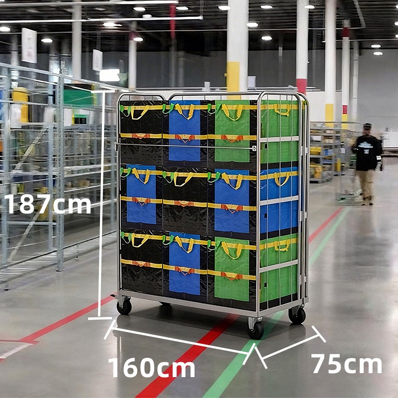 wire mesh container, collapsible storage cage, industrial stillage, stackable pallet basket, warehouse cage trolley, high-capacity mesh bin, logistics storage crate, steel wire container, metal pallet cage, warehouse organizer
