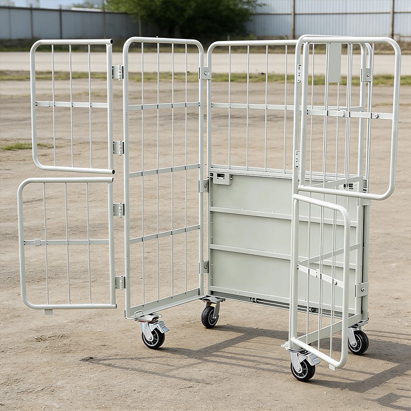 Security Roll Cage, Wire Mesh Warehouse Trolley, Detachable Door Roll Container, Reinforced Cargo Cage, B2B Logistics Equipment, Mesh Parcel Trolley, Custom Industrial Roll Cage, Nestable Mesh Trolley.